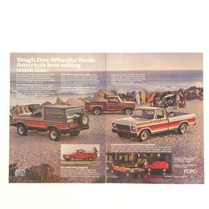 Vintage Ford F150 Bronco Pickup Print Ad Truck Beach 1978 Collector Show Display